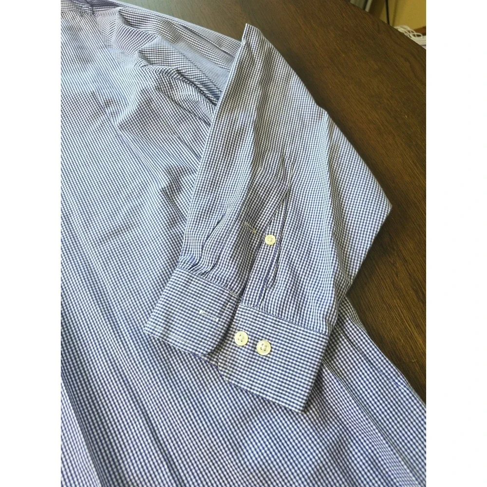 Polo Ralph Lauren Dress Shirt Mens 17.5 34/35 Blu Yarmouth Cotto Pinpoint Oxford